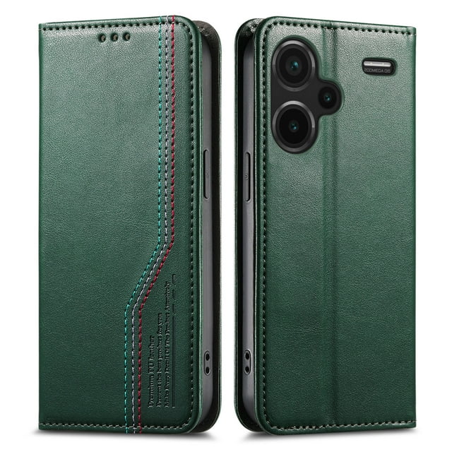 FOXDOCK Wallet Case for Xiaomi Redmi Note 13 Pro Plus , PU Leather Flip Cover with Elastic Anti-Slip Hand Strap, Card Slots