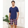 thumbnail image 3 of BEOEOSY Couple Pajamas Matching Sets Short Sleeve Pjs for Men V Neck Pajamas Soft Sleepwear 2 Piece Lounge Set (Dark Blue-Men,XXL), 3 of 7
