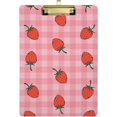 thumbnail image 2 of FMSHPON Strawberry Pink Plaid Cute Clipboard Hardboard Wood Nursing Clip Board and Pull for Standard A4 Letter 13x9 inches, 2 of 5