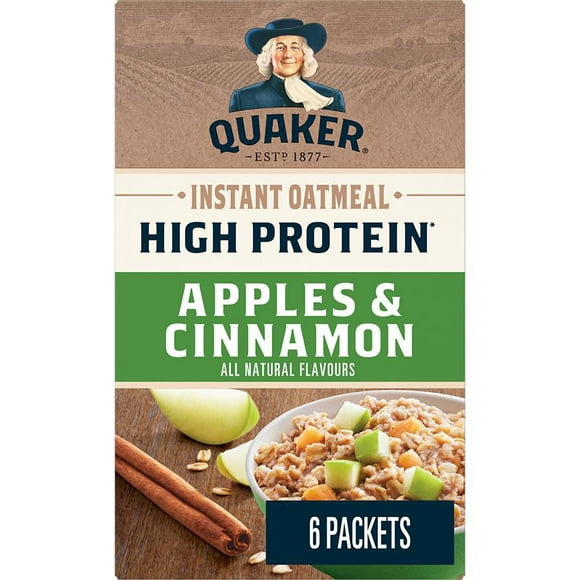 Quaker Gruau instantane Teneur élevée en protéines – Saveur Pommes et cannelle 228g