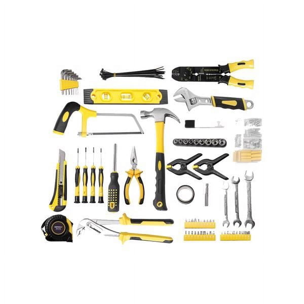 218 Piece Tool Set General Household Hand Tool Kit with Plastic Toolbox  Case Yellow