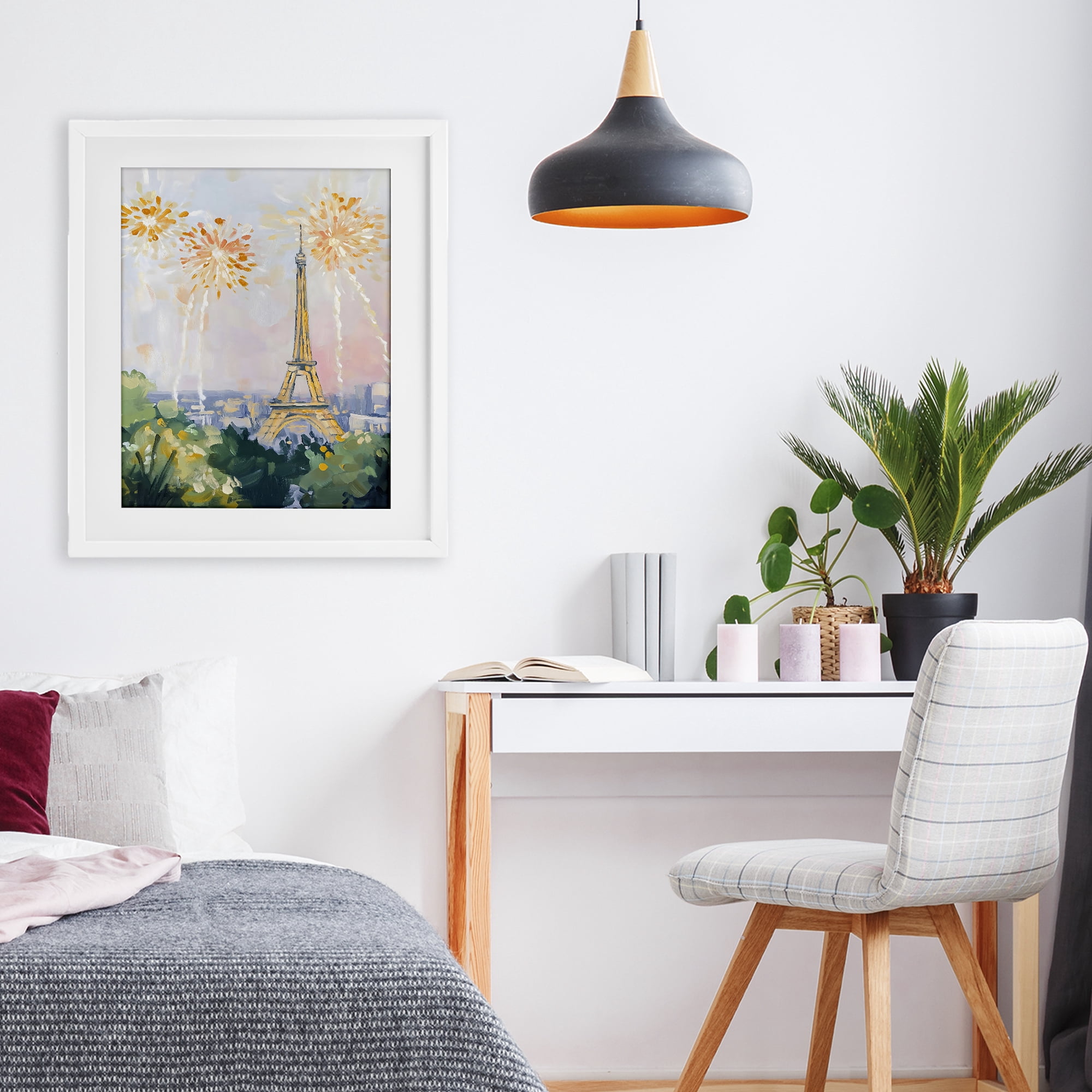 Stupell Industries Fireworks in Paris White Framed Print Under Glass, design by The Prints Vibe