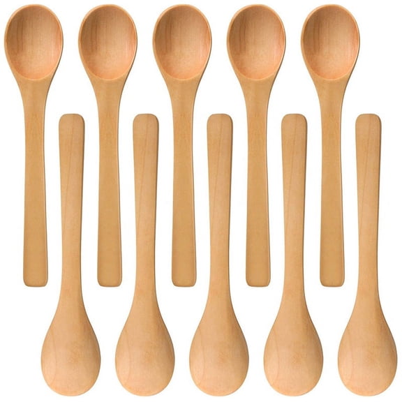30 Pieces Mini Wooden Spoon Small Soup Spoons Serving Spoons Condiments Spoons Wooden Honey Teaspoon Wood brown