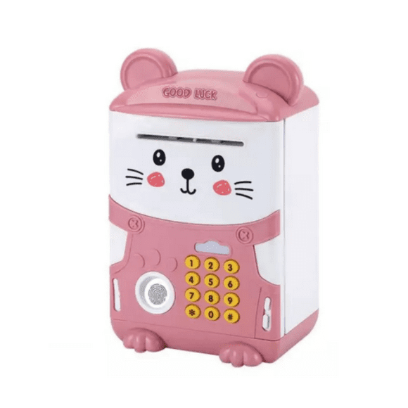 Alcancia Electronica Caja Fuerte De Gato Rosa