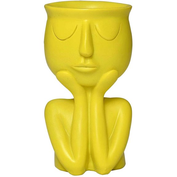 Inteprter Contenedor de escultura vegetal, único, lleno de sabor artístico, elección para regalos, escultura humana abstracta Jardín y Patio amarillo