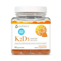 Youtheory Vitamin K2D3 Gummies, Daily Vitamin Supplement for Calcium Absorption, Bone Strength and Cardiovascular Support, Peach Flavor, 60 Count