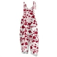thumbnail image 2 of Womens Valentine's Day Overalls Pink Love Heart Printed Bagggy Straight Leg Rompers Valentines Adjustable Straps Sleeveless Overalls, 2 of 3
