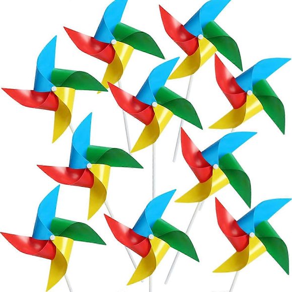 10 Pcs Toupies à Vent en Plastique pour Déco de Pelouse, Toupies à Vent Arc-en-Ciel