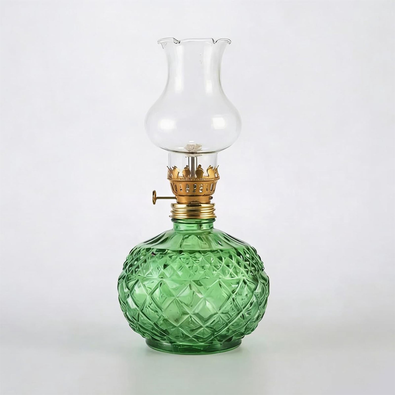 Vintage Style Oil Lamp with Glass Candle Holder, Vintage Glass Kerosene Lamp Lantern, Retro Glass Clear Kerosene Lamp Lantern, Clear Hurricane Oil Lamps for Table Centerpiece, Wedding Decor