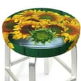 thumbnail image 3 of Daiia Sunflowers in Bucket Stool Covers Round,Round Bar Stool Covers Waterproof Bar Chair Covers Washable Stool Cushion Slipcover for 12-14 Inch Chair-13 inch, 3 of 7