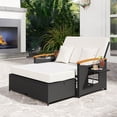 thumbnail image 1 of Costway Patio Rattan Daybed Set with Cushioned Loveseat & Storage Ottoman for Porch White + Black, 1 of 10