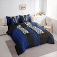 thumbnail image 3 of Homewish Blue White Black 7-Piece Bedding Comforter Set,Modern Asbtract Geometric King Bedding Sets,Leopard Pattern Zebra Striped Bed Sheets For Men Women,Super Cozy Room Decor Reversible, 3 of 8