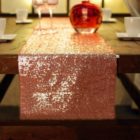 Thanksgiving Tablecloths Target 10Pcs Rose Gold Sequin Table Runners, Sparkly Table Cloth Fabric Tablecloth for Wedding Birthday Party Christmas Thanksgiving Baby Shower Banquet Event Dining Room Decor, 12