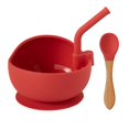 thumbnail image 1 of Children's Spoon Cutlery Silicone Bowl Set with Straw (Red), 1 of 1