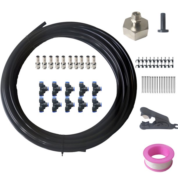 Worallymy sistema de refrigeración por nebulización para exteriores manguera de agua para Patio boquilla de niebla bridas para cables juego de conectores de 3 vías Worallymy JD735806723