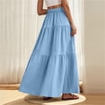 thumbnail image 5 of Womens Skirt Fashion Women‘s Solid Color Casual High Waist Tiered Skirts With Pockets Skirts for Women Light Blue M, 5 of 10
