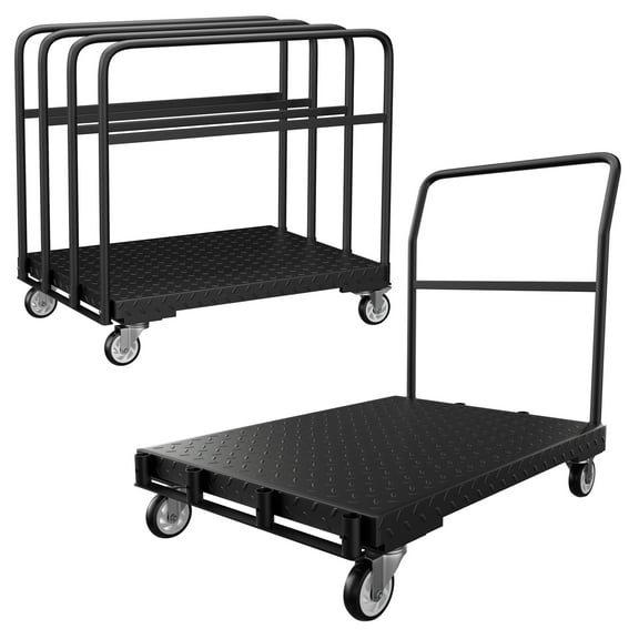 GIOTORENT 1500LB Platform Truck, 38" x 24" Heavy Duty Flatbed Cart with Removable Panels & Locking Swivel Wheels