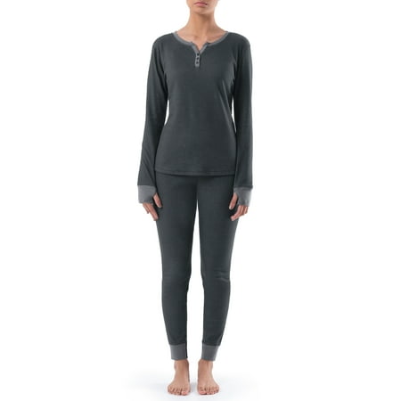 

Fruit of the Loom Women s and Women s Plus Thermal Henley Top & Bottom Set 2-Piece