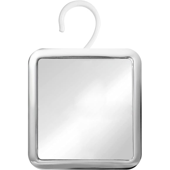 MIRRORVANA Espejo de ducha colgante sin niebla para afeitar con gancho giratorio 360 – antivaho e inastillable superficie de 6.3 x 6.3 pulgadas (cromado)