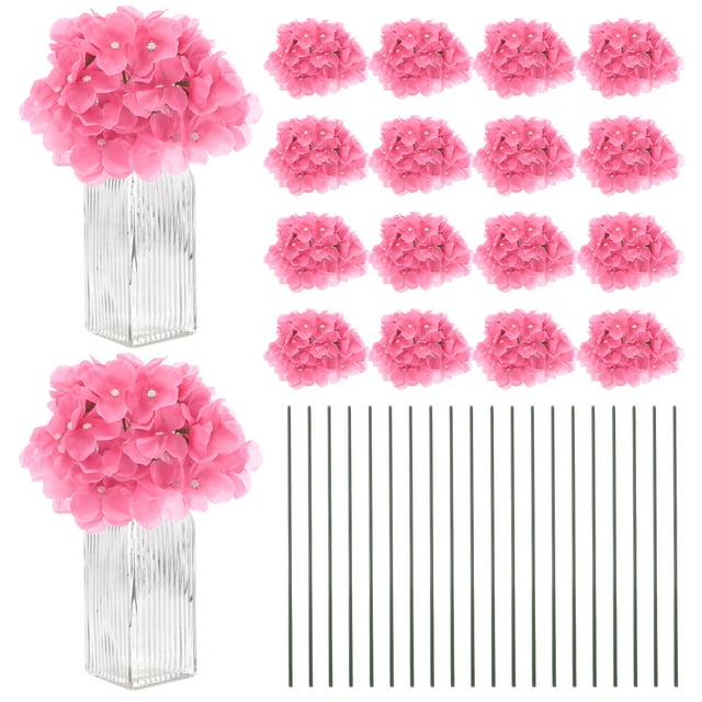 Uxcell 20 Paquete de Flores de Hortensia de Seda para Decoración del Hogar Rosa Pálido
