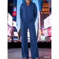 thumbnail image 4 of Grey V-Neck Wide-Leg Pants Set - Loose Long-Sleeved Blazer And Pants, Anti-Wrinkle For Both Office And Casual Wear, Machine Washable, Spring-Autumn Business Attire, Christmas Gift, 4 of 4