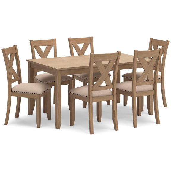 Bowery Hill Farmhouse Brown Dining Table and Chairs - Set of 7