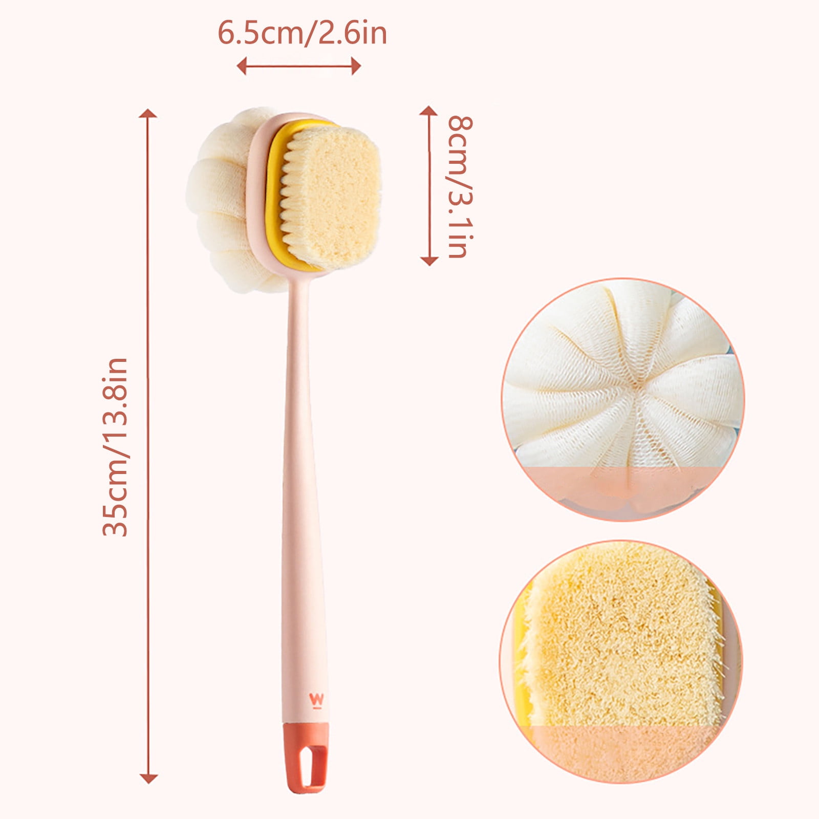 OAVQHLG3B Shower Body Brush with Bristles and Loofah,Back Scrubber Bath