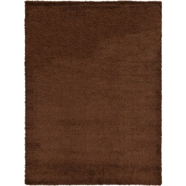 Unique Loom Solid Shag Modern Plush Area Rug 8' x 11' Rectangle Chocolate Brown
