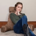 thumbnail image 4 of Husband Pillow Medium Aspen Edition Saddle Brown, Sit Up Reading & Bed Rest with Arms, Ultra-Comfy, Detach Neck Roll - Premium Shredded Memory Foam Backrest, Reverses to Micro: Suede or Plush, 4 of 9