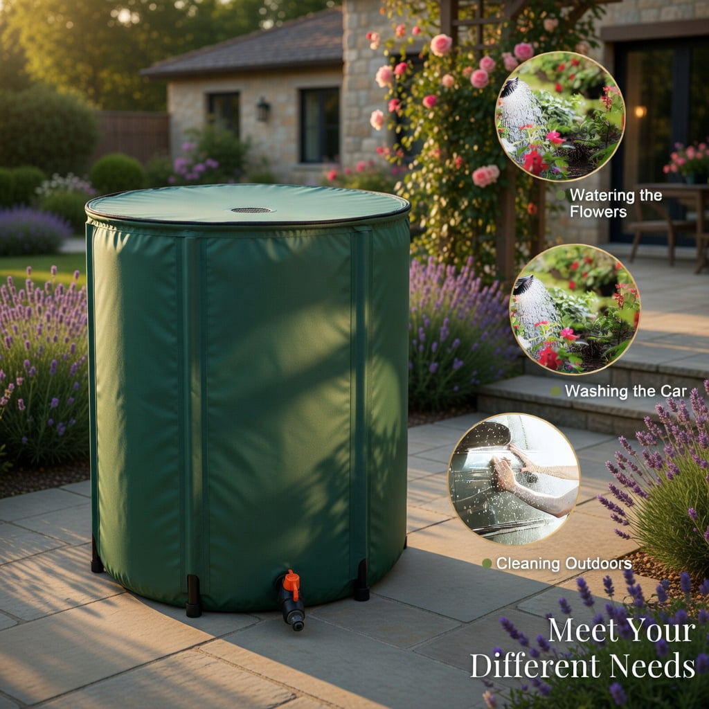 Topcobe 60 Gallon Portable Collapsible Rain Barrel Water Collector, Portable Rain Collection System