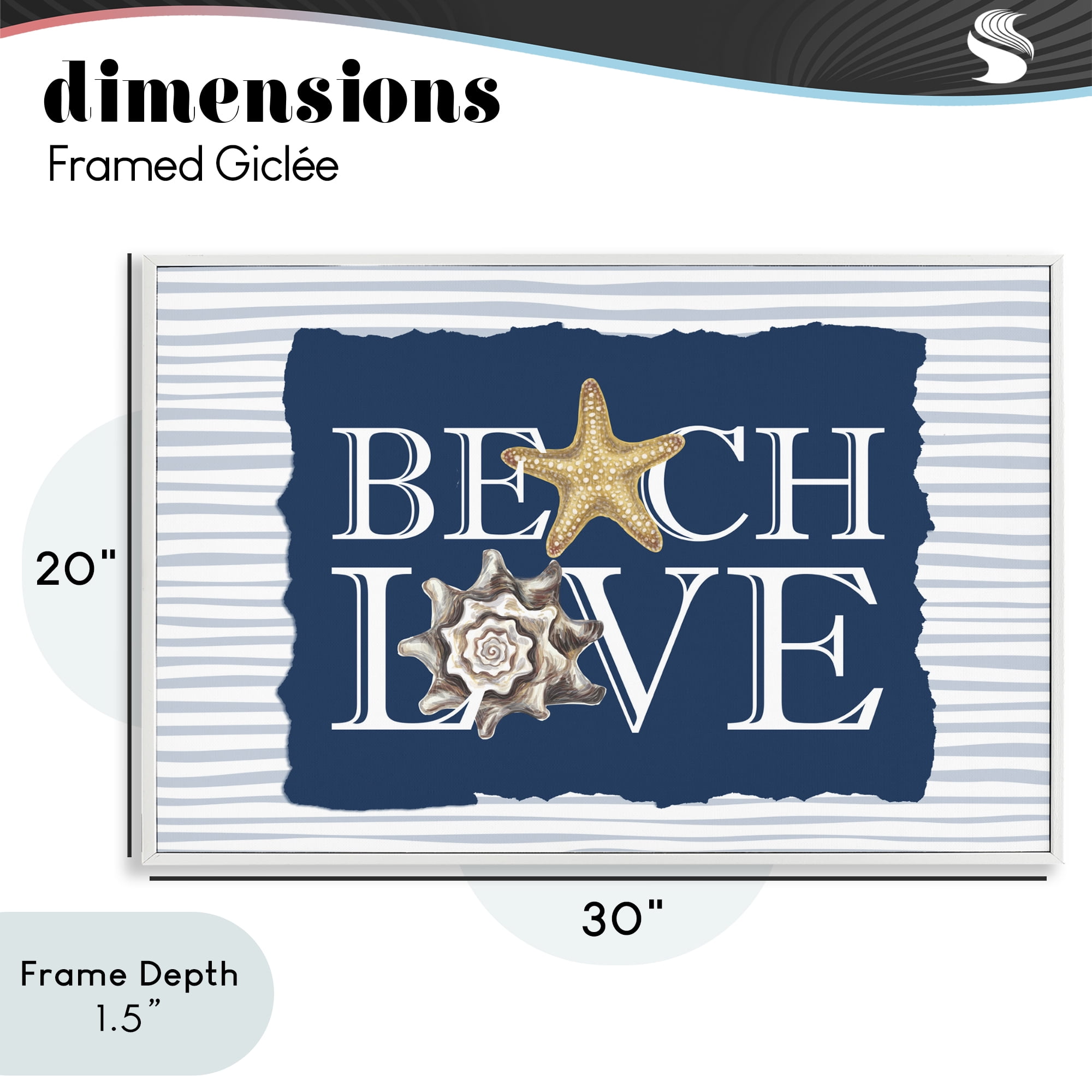 Stupell Industries Beach Love Seashells White Framed Giclee Art, design by Kim Allen