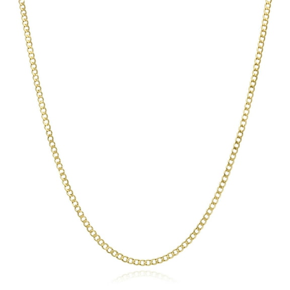 10K Solid Yellow Gold 2mm High Polished Cuban Curb Link Chain 16" - 26"