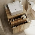 thumbnail image 3 of Bathroom Vanity with Sink,Bathroom Vanities， Natural Color Wall-Mounted Bathroom Vanity with Hidden Drawer, 3 of 7