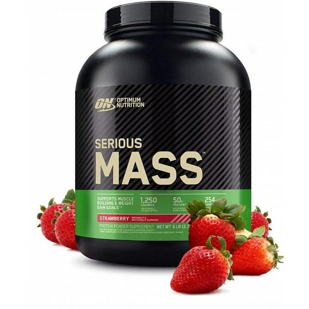 Optimum Nutrition Serious Mass Protein Powder, Strawberry, 50g Protein