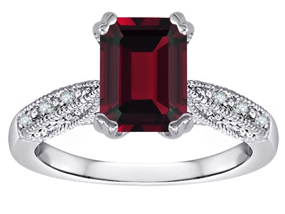 10 Karat White Gold Genuine Garnet Flower Solitaire Baby Ring