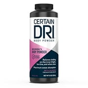 Certain Dri Body Powder for Women, Maximum Sweat Absorption & Moisture Control, 8 Ounces, 1 Pack
