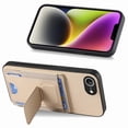 thumbnail image 3 of for iPhone 16e Carbon Fiber Texture Wallet Case with Credit Card Slots, Shockproof Protection Business PU Leather Flip Kickstand Phone Cover for iPhone 16e, Khaki, 3 of 10
