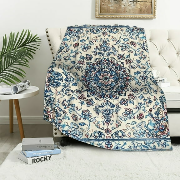Autua Rug Cross Stitch Qajar Blanket Lightweight Soft All Seasons 40x50in