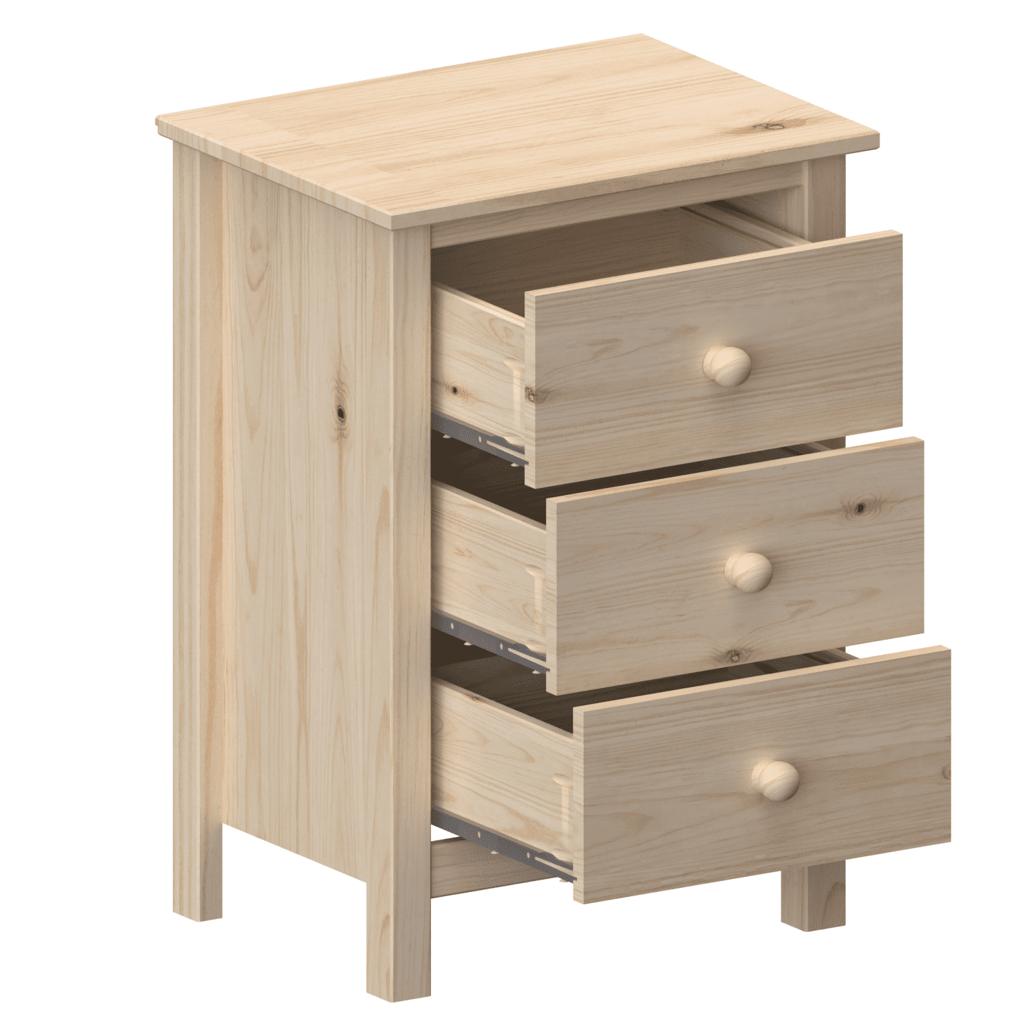 From the Tree Furniture Tall Nightstand with 3 Drawers, Solid Pine Wood, Unfinished