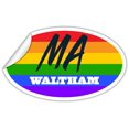 thumbnail image 2 of Waltham MA Massachusetts Middlesex County Rainbow Pride Flag 6 Stripes Pride Flag Euro Decal Bumper Sticker 3M Vinyl 3" x 5", 2 of 3