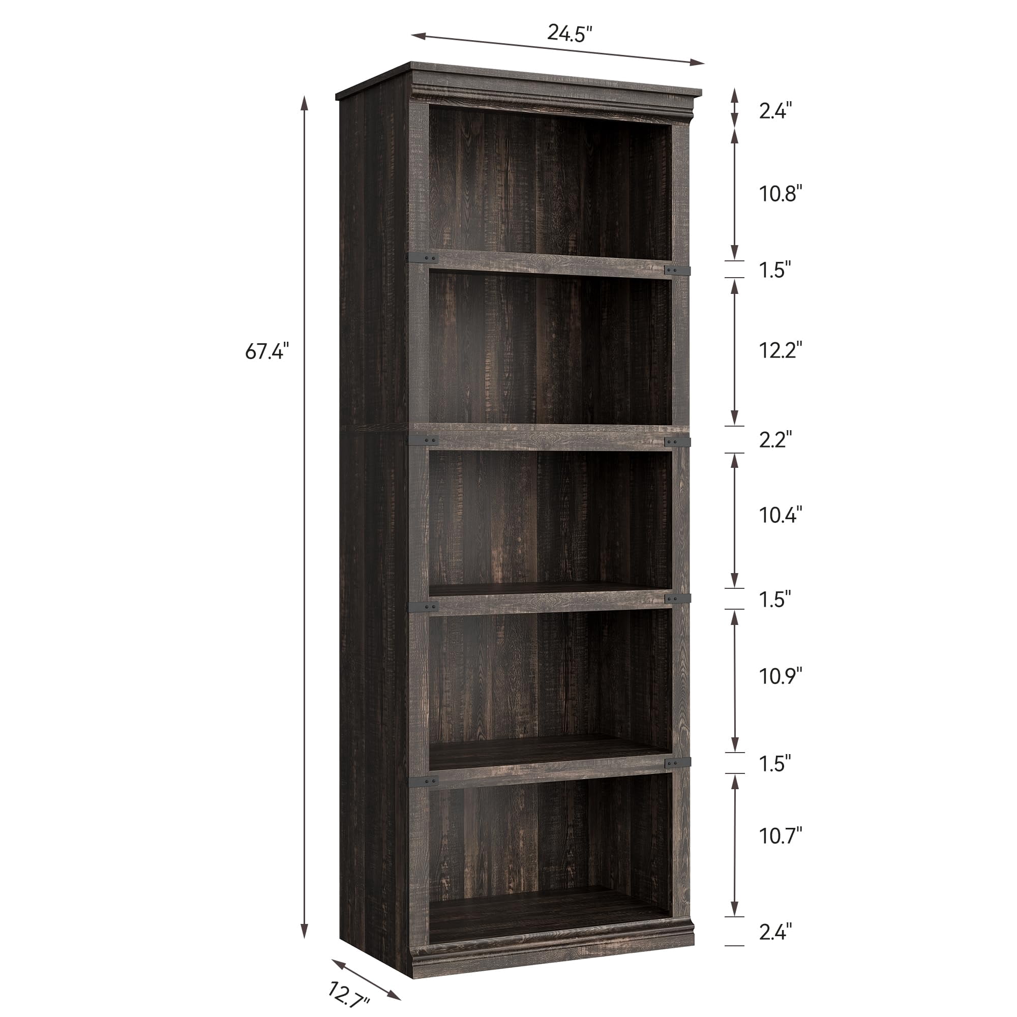 Huisuilinss 3/5 Tier Bookcase Bookshelf With Open Display Storage Shelves Floor Standing Unit Wooden Low Book Case Home Decor Furniture For Office Living Room Bed Room
