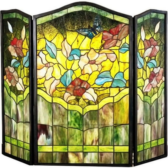 Meyda Tiffany 27237 Butterfly Folding Fireplace Screen, 40" Width x 34" Height