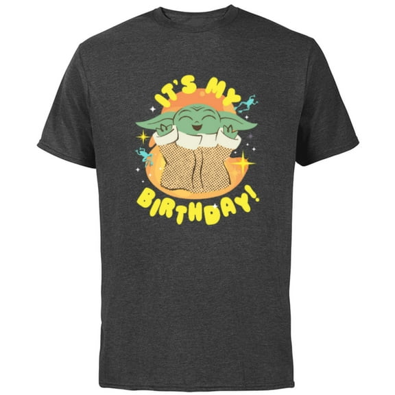 Star Wars Mandalorian Grogu Happy Frogs It’s My Birthday! - Short Sleeve Cotton T-Shirt for Adults - Customized-Charcoal