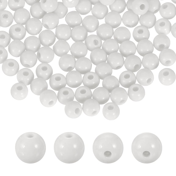 Uxcell 200pcs White Acrylic Round Beads 6mm Dia 1.9mm Hole Plastic Resin Smooth Balls Loose Bead for Jewelry Making Bracelets Necklace Earrings DIY