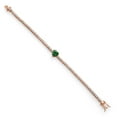 thumbnail image 3 of Gem Stone King 18K Rose Gold Plated Silver Green Nano Emerald and White Moissanite Tennis Bracelet for Women (4.33 Cttw, Gemstone Birthstone, Heart Shape 8MM, 7.25 inch), 3 of 6