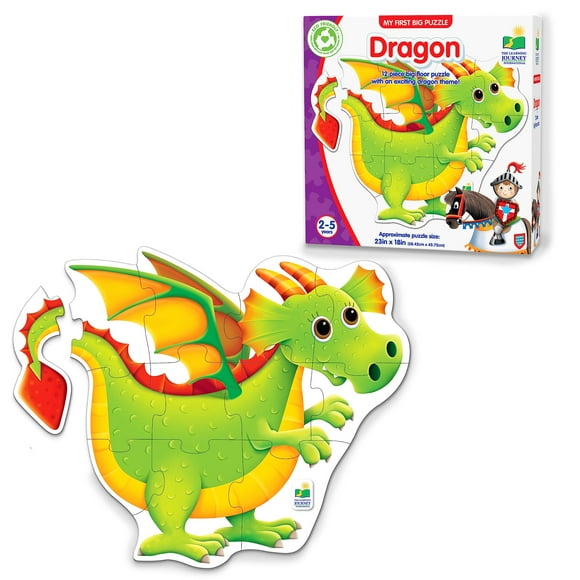 The Learning Journey - Mon Premier Grand Casse-Tête de Sol - Dragon - Casse-Tête Dragon pour Enfants - Jeux et Cadeaux pour Garçons et Filles de 2 Ans et Plus - Jeux et Casse-Tête Primés