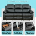 thumbnail image 2 of Caberryne Recliner Sofa with Double Recliners for Living Room Furniture Sets，Leather Reclining Couch with Cup Holders/Hidden Table for Living Room/Office/Theater Seating(3 Seater Sofa,Black), 2 of 5