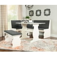 thumbnail image 3 of Linon Weston 3-Piece Farmhouse Indoor Corner Dining Nook with 5-Piece Cushion Set, White/Charcoal, 3 of 28