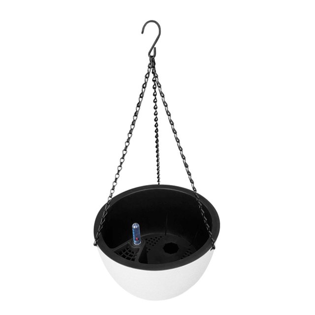 Inteprter Cesta colgante Maceta Maceta de plástico Maceta de riego automático Colgador de soporte Decoración para el hogar Maceta colgante de jardín Jardín y Patio Blanco Inteprter HA001100-01