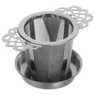 Stainless Steel Fine Mesh Tea Strainer With Long Handle & Drip Catcher Bowl